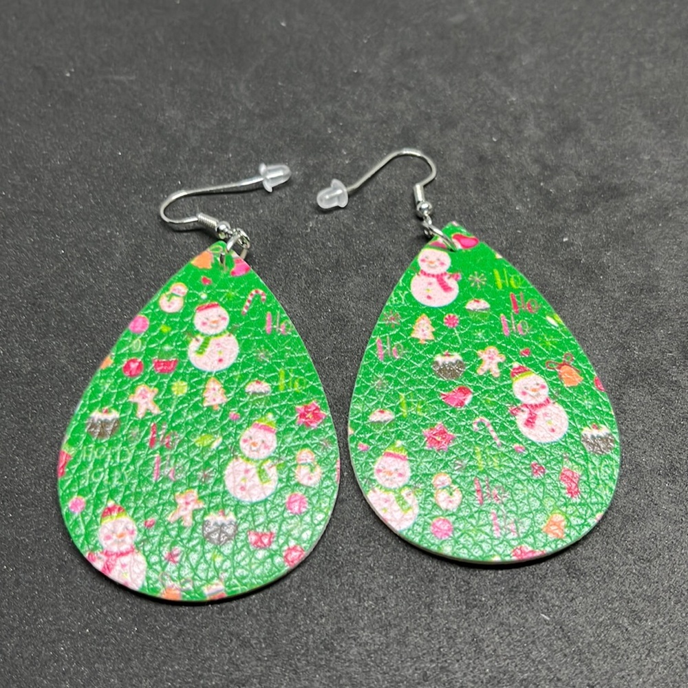 Earrings Christmas‎ holiday vegan leather